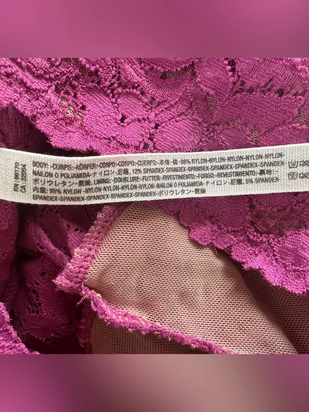 Free People Intimately Avery Lace Bodysuit, Vibrant Orchid- Size Medium
